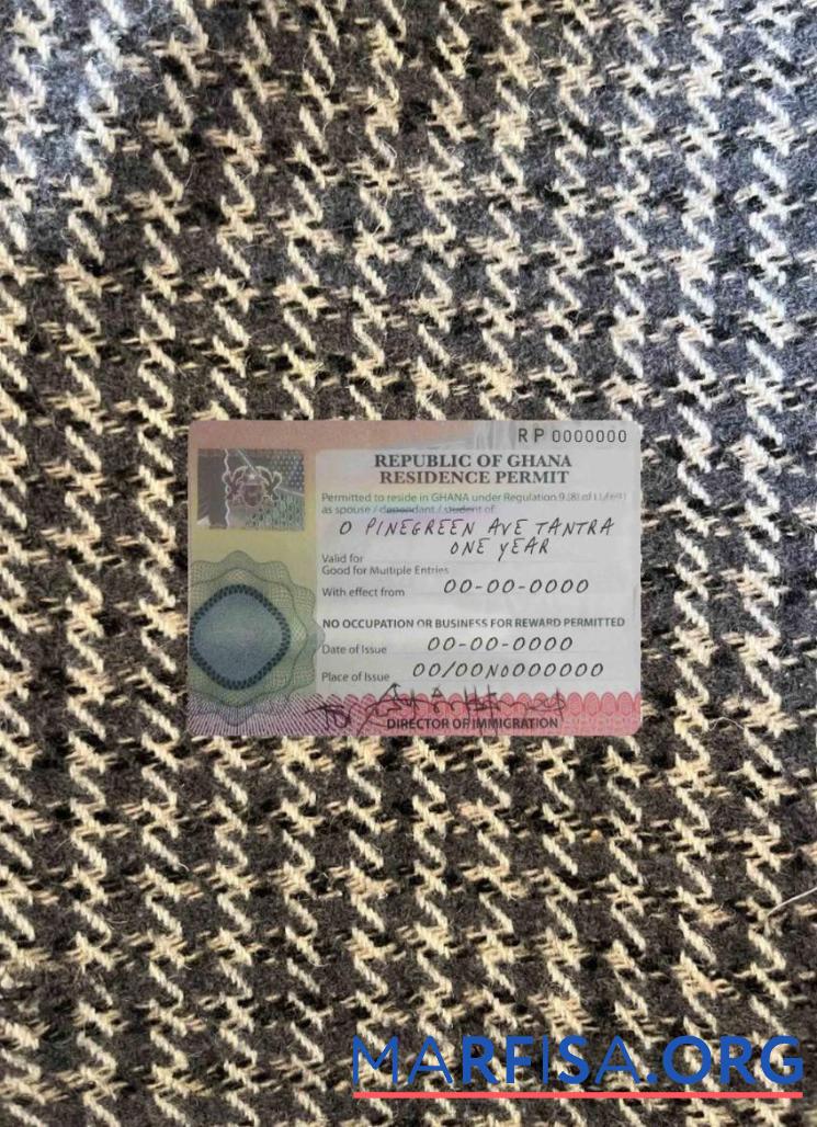 Blank Ghana residence permit photolook template